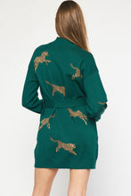 Load image into Gallery viewer, CHEETAH SWEATER DRESS - HUNTER GREEN
