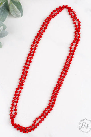 DOUBLE WRAP BEADED NECKLACE - TRUE RED