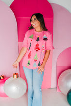 Load image into Gallery viewer, EMBROIDERED ROCKING AROUND THE CHRISTMAS TREE TEE
