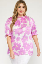 Load image into Gallery viewer, PLUS SIZE FLORAL PRINT MOCK NECK TOP
