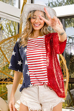 Load image into Gallery viewer, STARS &amp; STRIPES SEQUIN CONTRAST TOP
