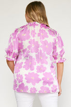 Load image into Gallery viewer, PLUS SIZE FLORAL PRINT MOCK NECK TOP
