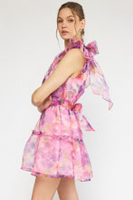Load image into Gallery viewer, FLORAL ORGANZA TIERED MINI DRESS
