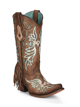 Load image into Gallery viewer, CORRAL WHITE INLAY &amp; FRINGE BOOT
