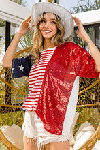 Load image into Gallery viewer, STARS &amp; STRIPES SEQUIN CONTRAST TOP
