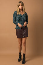 Load image into Gallery viewer, BUTTON DOWN FAUX LEATHER MINI SKIRT - CHOCOLATE
