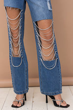 Load image into Gallery viewer, RHINESTONE CUT OUT JEANS
